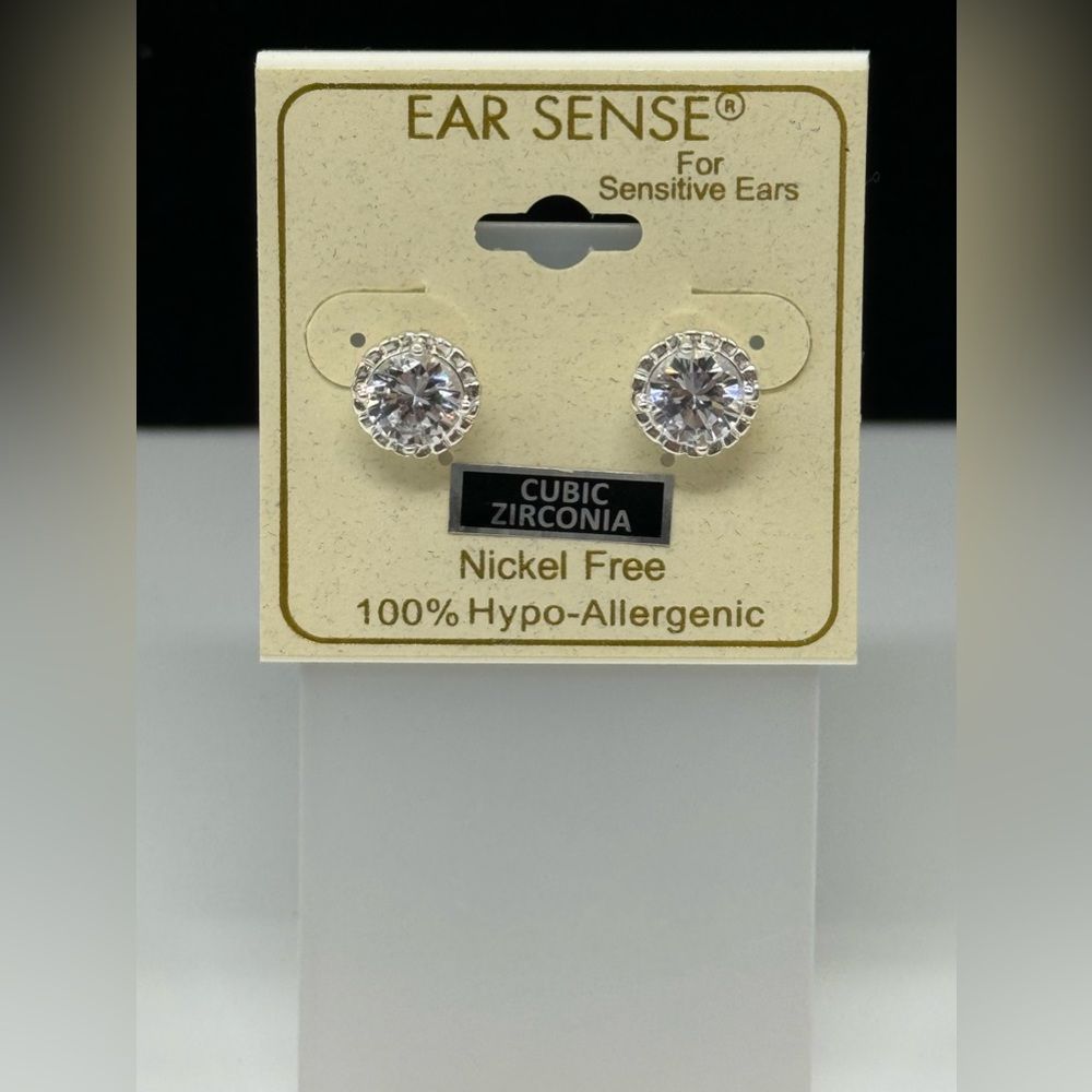 Ear Sense Cubic Zirconia Stud Earrings .33 Inch